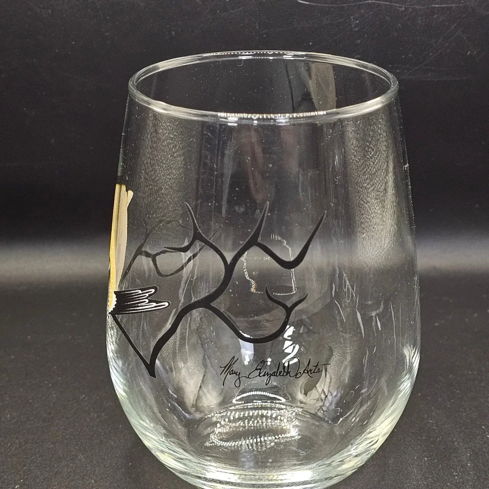 Mary‎ Elizabeth Arts Birds Stemless Wine Glasses Tumblers Set of 4 Made USA 4.5